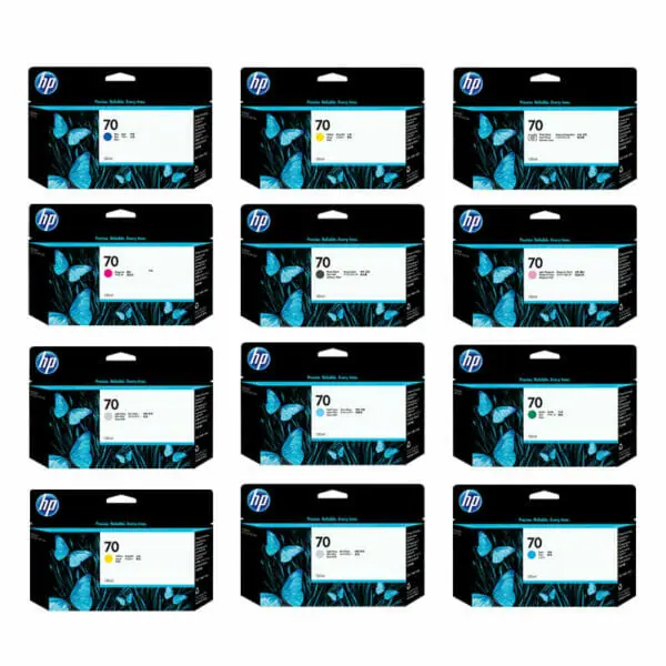 Set of 12 HP 70 Aqueous Ink Boxes - North Light Color