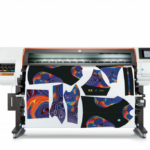 HP Stitch S300 Dye Sublimation Printer with demonstrative print of thermal Damascus texture