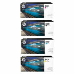 Set of 4 HP842 Latex Inks: Magenta, Black, Cyan, Yellow