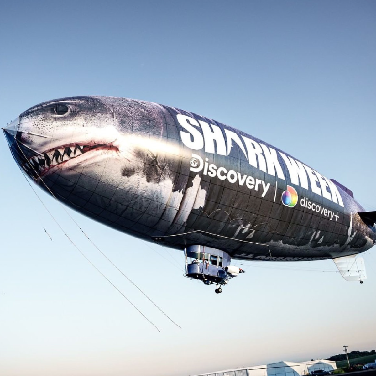224_TransMark_Image_square A photo of the Discovery Channel Shark Week blimp. It is printed to look like a shark. Printed on GF 224.